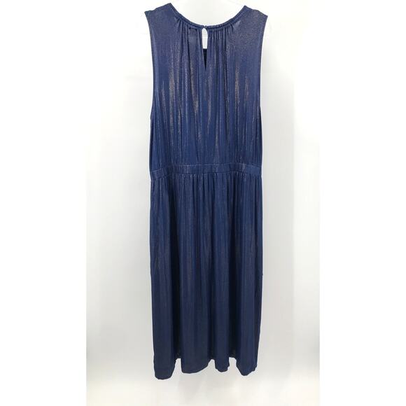 Lane Bryant Sleeveless Knit Midi Dress Plus Size 22/24 Blue Gold Metallic - Picture 7 of 11